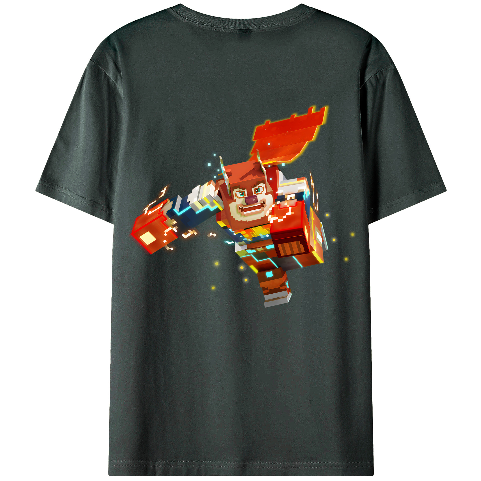 （画像用） マインクラフト ブロックの世界 Minecraft MC Block world 綿100％ メンズ半袖Tシャツ（バックプリント） 通気性